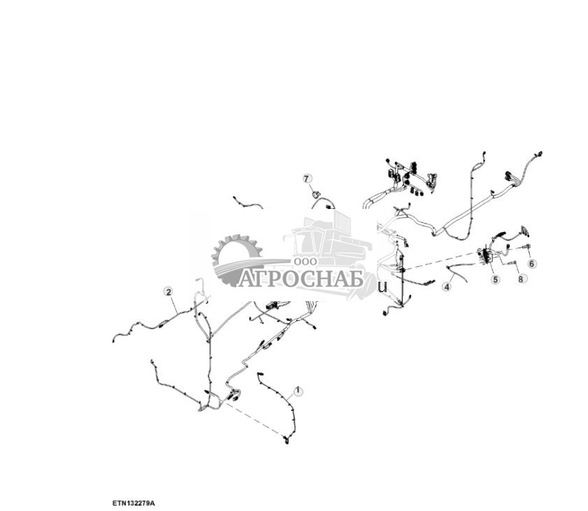 Жгут проводов шасси, с AutoTrac™ и резервным насосом, 15,0 L, двигатель FT4 (для стран СНГ, Европы, Северной Африки, Ближнего Востока) (14) ( - 801999) - ST832560 234.jpg